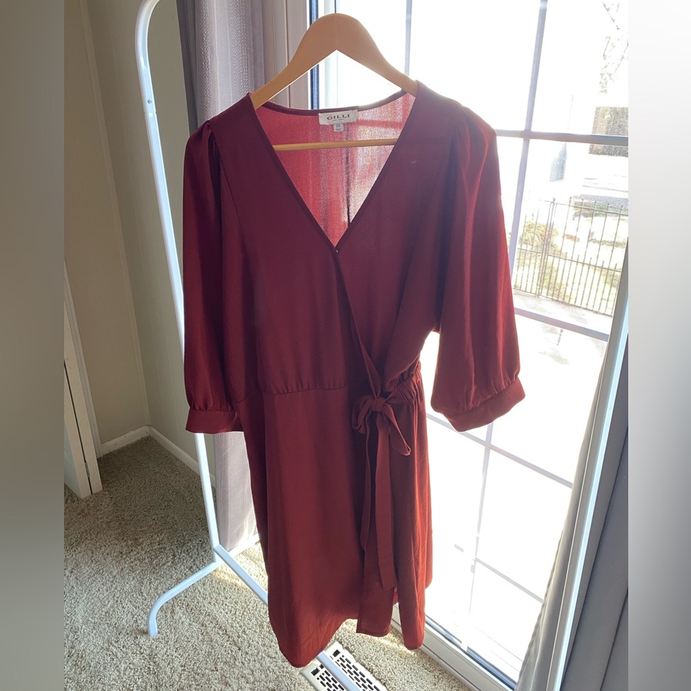 Burnt orange Gilli wrap dress knee length size 1x